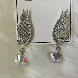 Bloom Silver Wing Earrings with Iridescent Gems